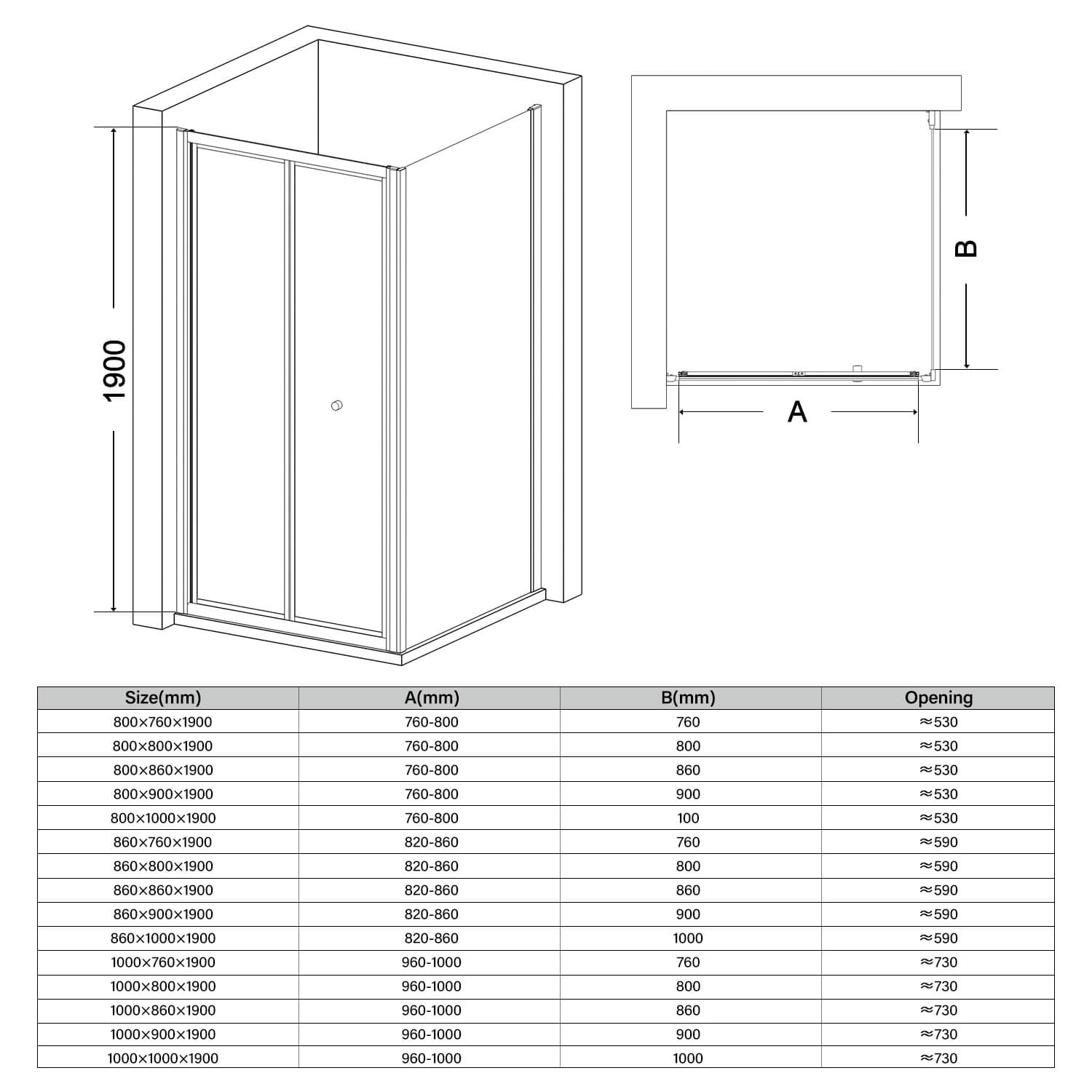 Space-Saving Folding Shower Screen Enclosure