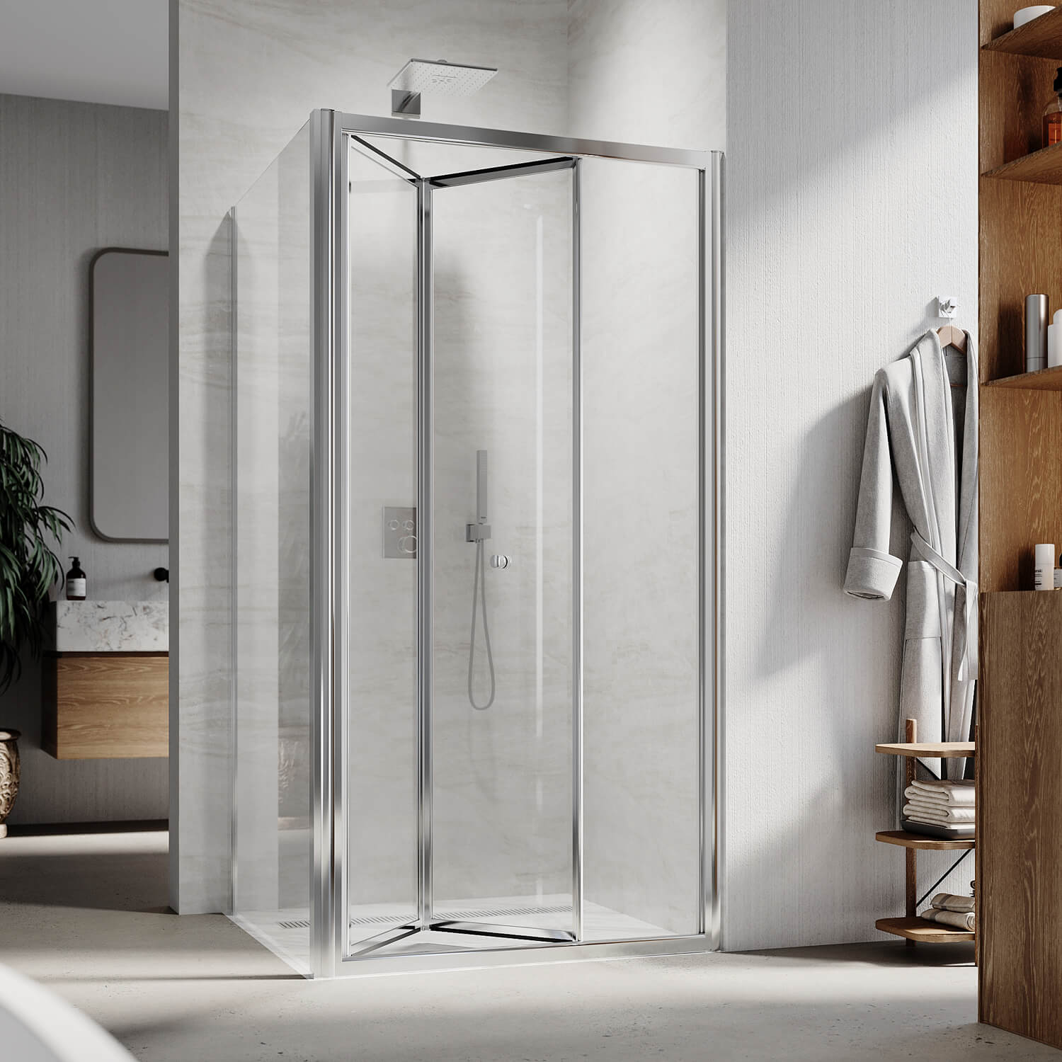 Space-Saving Folding Shower Screen Enclosure