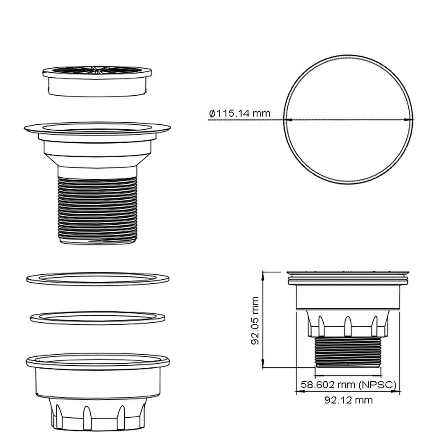 ELEGANT SHOWERS Bathroom Shower Waste Drain Shower Grate W90-C