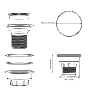 ELEGANT SHOWERS Bathroom Shower Waste Drain Shower Grate W90-C