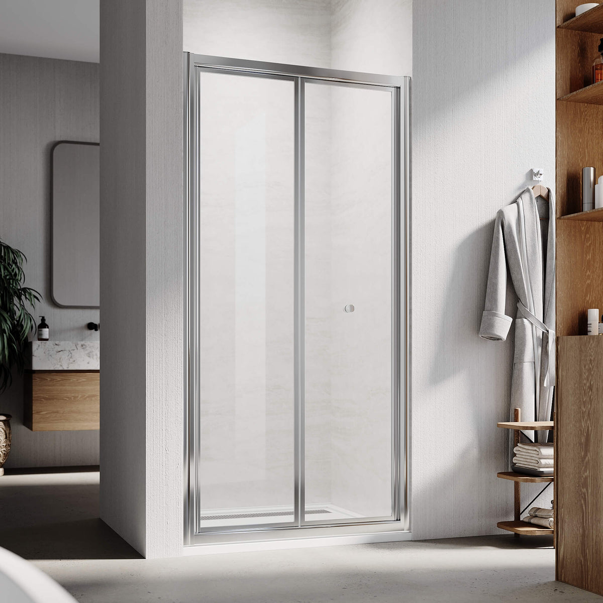 800/860/1000mm Framed Bifold Shower Door Wall to Wall Adjustable Fits