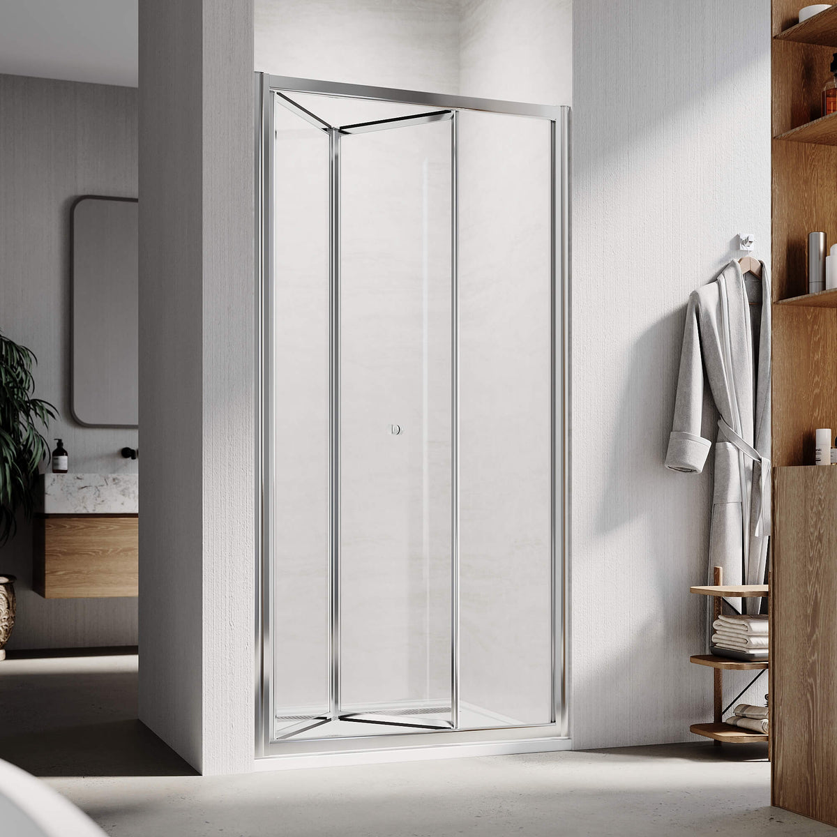 800/860/1000mm Framed Bifold Shower Door Wall to Wall Adjustable Fits