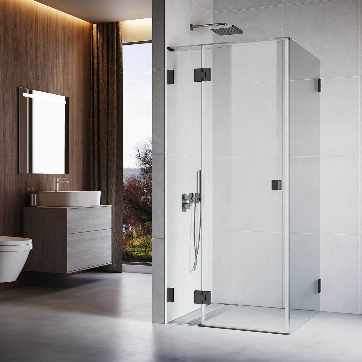 Sleek and Stylish 10mm Black Fully Frameless Shower Screen Enclosure