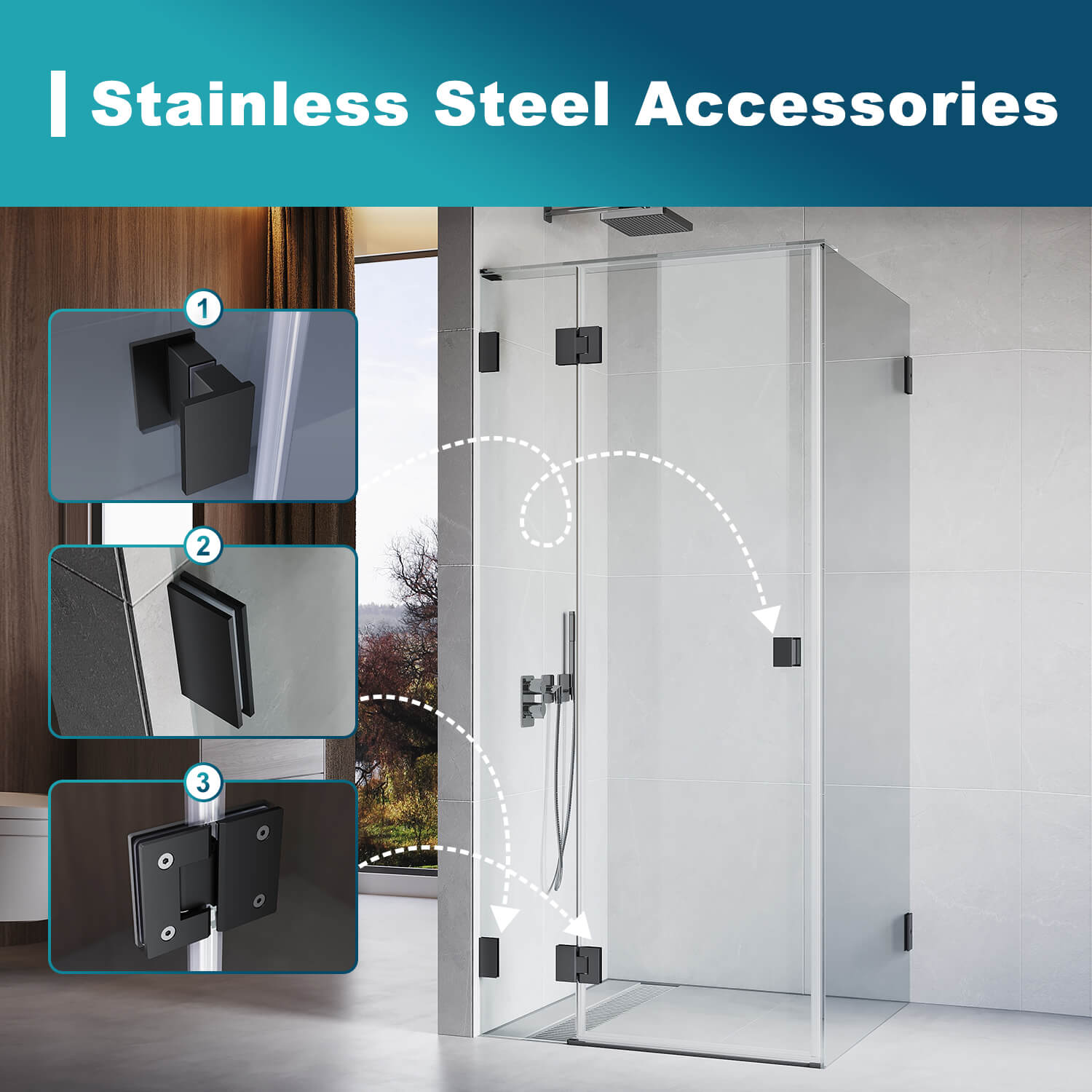 Sleek and Stylish 10mm Black Fully Frameless Shower Screen Enclosure