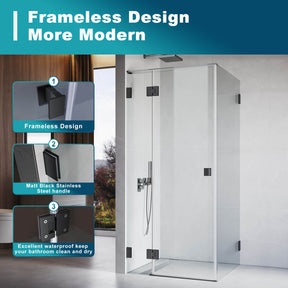 Sleek and Stylish 10mm Black Fully Frameless Shower Screen Enclosure