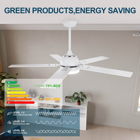 White 1320mm With 3 Colors LED Light 5 Blades Ceiling Fan AC Motor