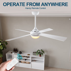 White 1320mm With 3 Colors LED Light 4 Blades Ceiling Fan AC Motor