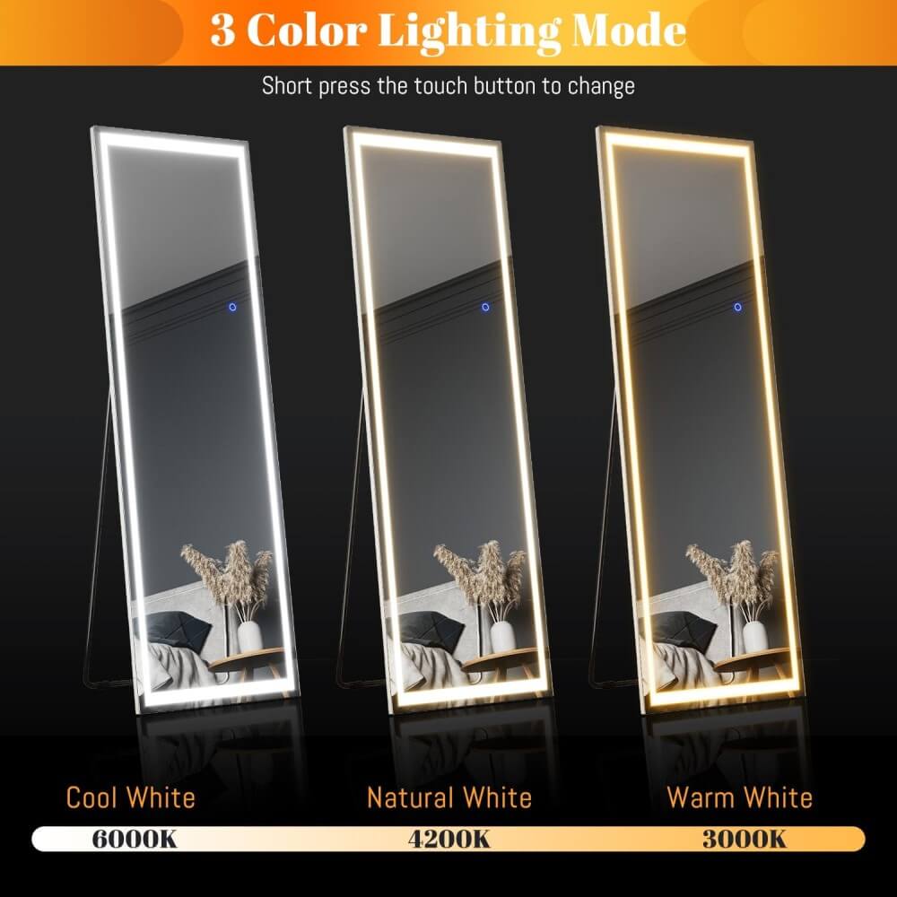 full body standing mirror with led light wall hanging
