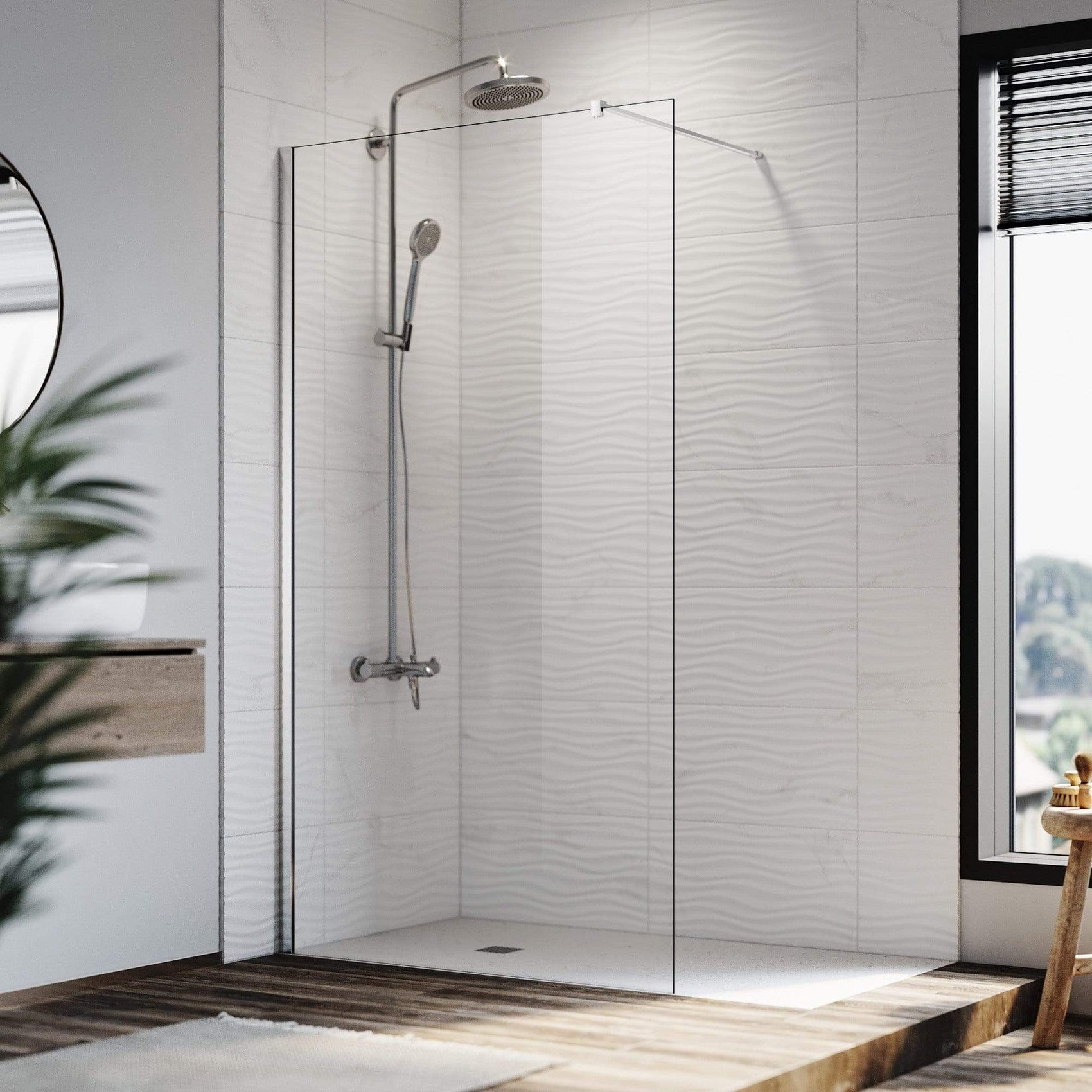 Walk In Fixed Frameless Glass Shower Screen - Elegant Showers